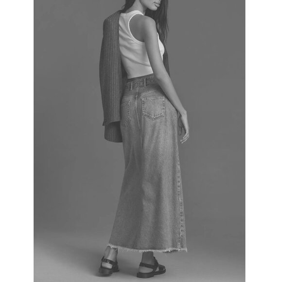 Anthropologie Pilcro The Madi Front-Slit Denim Maxi Skirt Endless Summer Wash 14 - Picture 2 of 11